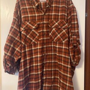Men's Casual Button Down Shirt - Brown Plaid